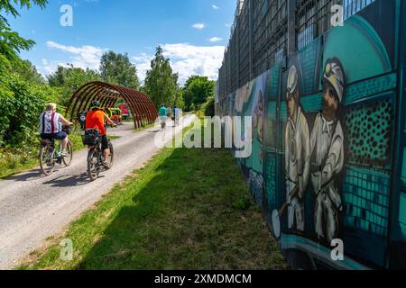 Koenig-Ludwig-Trasse à Recklinghausen, piste cyclable et pédestre sur une ancienne ligne de chemin de fer reliant Castrop-Rauxel à Recklinghausen, qui reliait Banque D'Images