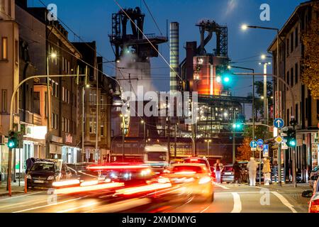 Site sidérurgique de Duisburg, aciérie ThyssenKrupp, hauts fourneaux 8 et 9, Friedrich-Ebert-Strasse à Duisburg Beeck, Rhénanie du Nord-Westphalie, Allemagne Banque D'Images