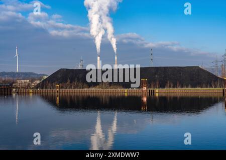 Stockage de charbon, stockage de charbon, charbon vapeur, pour la centrale thermique STEAG Herne, dans les cheminées de fond de l'AGR Abfallentsorgungs-Gesellschaft Banque D'Images