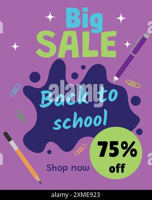 Vente retour à l'école 75% Illustration de Vecteur