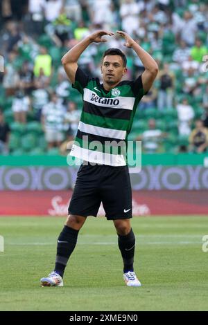 27 juillet 2024. Lisbonne, Portugal. L'attaquant du Portugal Pedro Goncalves (8) en action lors du match amical entre le Sporting CP vs Athletic Credit : Alexandre de Sousa/Alamy Live News Banque D'Images