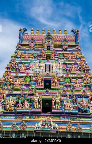 Der Hindu-Tempel Arul Mihu Navasakthi Vinayagar, Victoria, Mahé, Republik Seychellen, Indischer Ozean Banque D'Images