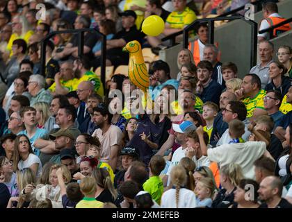 Norwich, Royaume-Uni, 26 juillet 2024. Fans de Norwich City, lors de Norwich vs FC Magdeburg Pre-Season Friendly, Carrow Road, Norwich, Royaume-Uni, 26.07.2024 Banque D'Images