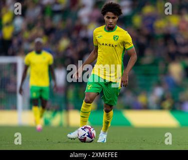 Norwich, Royaume-Uni, 26 juillet 2024. Elliott Myles de Norwich City, pendant Norwich vs FC Magdeburg Pre-Season Friendly, Carrow Road, Norwich, Royaume-Uni, 26.07.2024 Banque D'Images