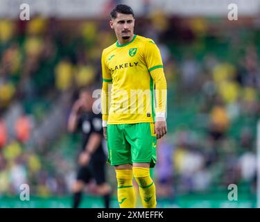 Norwich, Royaume-Uni, 26 juillet 2024. Borja Sainz de Norwich City, lors de Norwich vs FC Magdeburg Pre-Season Friendly, Carrow Road, Norwich, Royaume-Uni, 26.07.2024 Banque D'Images