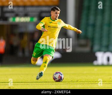 Norwich, Royaume-Uni, 26 juillet 2024. Borja Sainz de Norwich City, lors de Norwich vs FC Magdeburg Pre-Season Friendly, Carrow Road, Norwich, Royaume-Uni, 26.07.2024 Banque D'Images