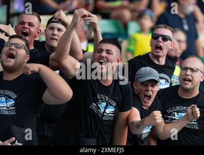 Norwich, Royaume-Uni, 26 juillet 2024. Fans du FC Magdeburg, lors de Norwich vs FC Magdeburg pré-saison amicale, Carrow Road, Norwich, Royaume-Uni, 26.07.2024 Banque D'Images