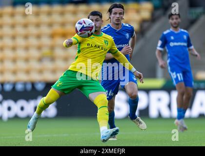 Norwich, Royaume-Uni, 26 juillet 2024. Borja Sainz de Norwich City, lors de Norwich vs FC Magdeburg Pre-Season Friendly, Carrow Road, Norwich, Royaume-Uni, 26.07.2024 Banque D'Images