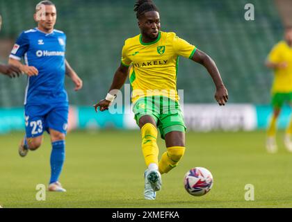 Norwich, Royaume-Uni, 26 juillet 2024. Jonathan Rowe de Norwich City, lors de Norwich vs FC Magdeburg Pre-Season Friendly, Carrow Road, Norwich, Royaume-Uni, 26.07.2024 Banque D'Images