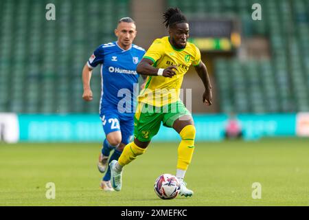 Norwich, Royaume-Uni, 26 juillet 2024. Jonathan Rowe de Norwich City, lors de Norwich vs FC Magdeburg Pre-Season Friendly, Carrow Road, Norwich, Royaume-Uni, 26.07.2024 Banque D'Images