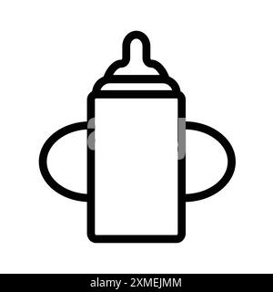 icône de bébé sippy définie dans le style de contour de ligne mince et signe vectoriel linéaire Illustration de Vecteur