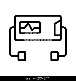 Icône du défibrillateur de secours définie en lignes fines et en signe vectoriel linéaire Illustration de Vecteur