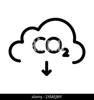 Icône de réduction de CO2 définie en forme de ligne fine et de signe vectoriel linéaire Illustration de Vecteur