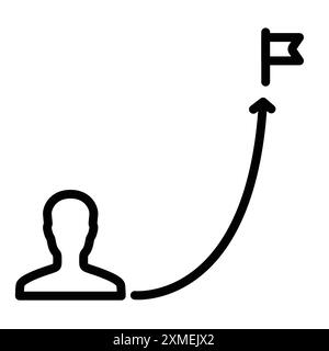 Icône de chemin de mission définie dans le style de contour de ligne mince et signe vectoriel linéaire Illustration de Vecteur