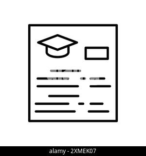 Icône de certificat de fin de cours définie dans un style de contour de ligne mince et signe vectoriel linéaire Illustration de Vecteur