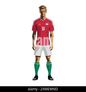 Joueur de football en uniforme de l'équipe hongroise. Illustration vectorielle Illustration de Vecteur