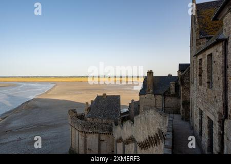 'Les Rempars', Mont Saint Michel, Normandie, France Banque D'Images