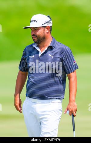 Blaine, Minnesota, États-Unis. 27 juillet 2024. J.J. SPAUN se penche sur le PGA 3M Open 2024 à TPC Twin Cities le 27 juillet 2024. (Crédit image : © Steven Garcia/ZUMA Press Wire) USAGE ÉDITORIAL SEULEMENT! Non destiné à UN USAGE commercial ! Banque D'Images