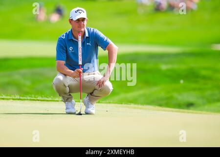 Blaine, Minnesota, États-Unis. 27 juillet 2024. EMILIANO GRILLO se penche sur le PGA 3M Open 2024 à TPC Twin Cities le 27 juillet 2024. (Crédit image : © Steven Garcia/ZUMA Press Wire) USAGE ÉDITORIAL SEULEMENT! Non destiné à UN USAGE commercial ! Banque D'Images