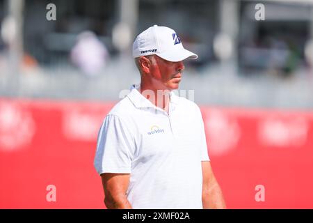 Blaine, Minnesota, États-Unis. 27 juillet 2024. MATT KUCHAR regarde lors de l’Open PGA 3M 2024 à TPC Twin Cities le 27 juillet 2024. (Crédit image : © Steven Garcia/ZUMA Press Wire) USAGE ÉDITORIAL SEULEMENT! Non destiné à UN USAGE commercial ! Banque D'Images