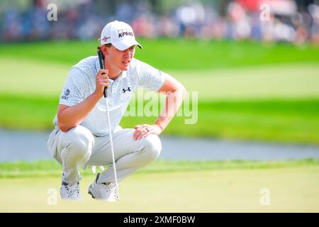 Blaine, Minnesota, États-Unis. 27 juillet 2024. MAVERICK MCNEALY regarde lors de l’Open PGA 3M 2024 à TPC Twin Cities le 27 juillet 2024. (Crédit image : © Steven Garcia/ZUMA Press Wire) USAGE ÉDITORIAL SEULEMENT! Non destiné à UN USAGE commercial ! Banque D'Images