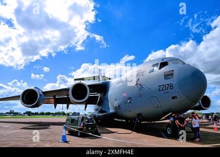 Riat 2024 Fairford le Boeing C-17A Globemaster III de la RAF est un avion de transport stratégique quadrimoteur travaillant au sein de l'OTAN Banque D'Images