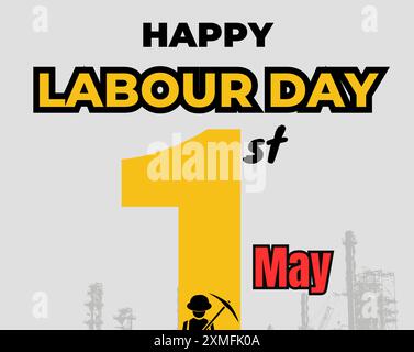 Illustration vectorielle de la Journée mondiale du travail heureuse ou de la journée internationale des travailleurs. la fête du travail et le premier mai célèbrent la conception. 1er mai Journée internationale des travailleurs Illustration de Vecteur