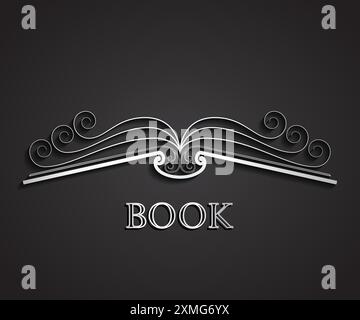 symbole de livre ornemental en argent 3d. Illustration de Vecteur