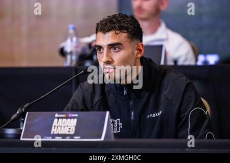 LONDRES, ROYAUME-UNI. 24 juillet 25. Aadam Hamed lors des conférences de presse finales Joyce vs Chisora à Arora suite, l'O2 Intercontinental Hotel, le jeudi 25 juillet 2024 à LONDRES, ANGLETERRE. Crédit : Taka G Wu/Alamy Live News Banque D'Images