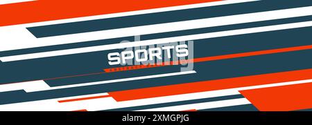 Design moderne de bannière sportive avec des lignes diagonales blanches, rouges et bleues. Illustration vectorielle sport arrière-plan abstrait. Illustration de Vecteur