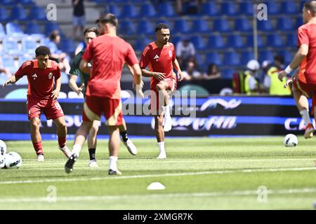 Genk, Belgique. 28 juillet 2024. Les joueurs de Standard photographiés avant un match de football entre le KRC Genk et le Standard de Liège, dimanche 28 juillet 2024 à Bruxelles, le jour de l'ouverture de la saison 2024-2025 de la première division du championnat belge 'Jupiler Pro League'. BELGA PHOTO JOHAN Eyckens crédit : Belga News Agency/Alamy Live News Banque D'Images