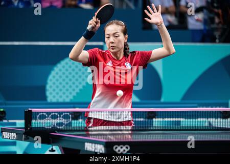 Paris, France. 27 juillet 2024. Jia Nan Yuan (FRA), 16e manche mixte de double, Tennis de table, lors des Jeux Olympiques de Paris 2024 le 27 juillet 2024 au South Paris Arena 4 à Paris, France - photo Baptiste Autissier/Panoramic/DPPI Media Credit : DPPI Media/Alamy Live News Banque D'Images