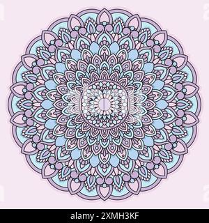 Décoratif coloré floral Mandala Design. Illustration vectorielle d'ornement avec arrière-plan. Illustration de Vecteur