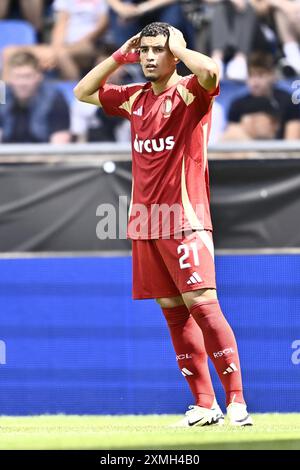 Genk, Belgique. 28 juillet 2024. Soufiane Benjdida de Standard semble déçue lors d'un match de football entre le KRC Genk et le Standard de Liège, dimanche 28 juillet 2024 à Bruxelles, le jour de l'ouverture de la saison 2024-2025 de la première division du championnat belge 'Jupiler Pro League'. BELGA PHOTO JOHAN Eyckens crédit : Belga News Agency/Alamy Live News Banque D'Images