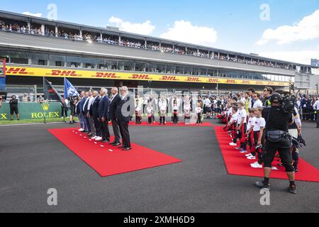 Hymne national, illustration lors du Rolex Grand Prix de Belgique de formule 1 2024, 14ème manche du Championnat du monde de formule 1 2024 du 26 au 28 juillet 2024 sur le circuit de Spa-Francorchamps, à Stavelot, Belgique Banque D'Images