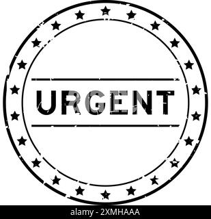 Grunge noir urgent mot rond timbre de joint en caoutchouc sur fond blanc Illustration de Vecteur