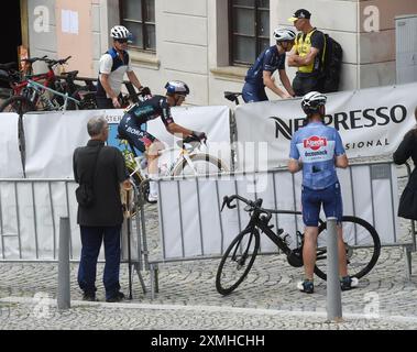 Sternberk, République tchèque. 28 juillet 2024. Anton Palzer de l'Allemagne de Red Bull-Bora-hansgrohe à l'arrivée de la 4e étape de la course cycliste par étapes du Tour tchèque de Sumperk à Sternberk le 28 juillet 2024, Sternberk, République tchèque. Crédit : Ludek Perina/CTK photo/Alamy Live News Banque D'Images