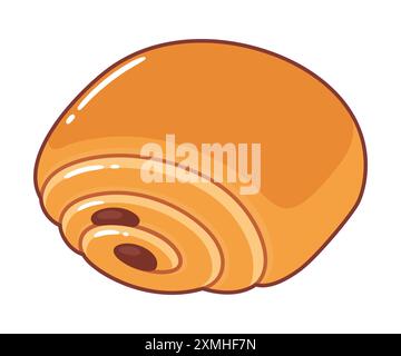 Dessin de dessin animé pain au chocolat, pâtisserie française fourrée au chocolat. Illustration vectorielle. Illustration de Vecteur