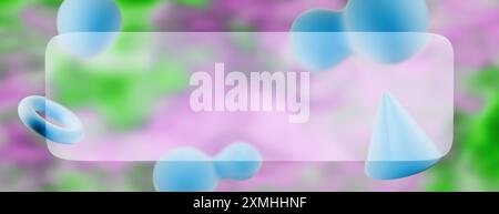 Formes abstraites dans un fond coloré avec un centre transparent rectangulaire. rendu 3d. Banque D'Images