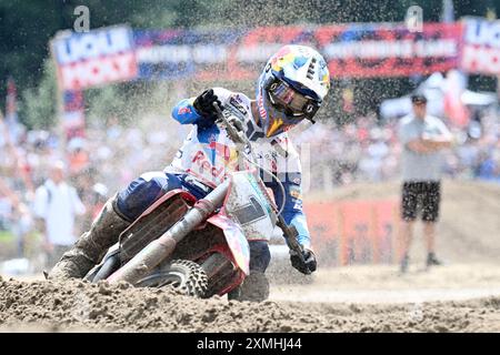 Lommel, Belgique. 28 juillet 2024. Espagnol Jorge Prado photographié en action lors du Grand Prix de motocross MXGP Flanders, course 14/20 du Championnat du monde FIM de Motocross, dimanche 28 juillet 2024 à Lommel. BELGA PHOTO MAARTEN STRAETEMANS crédit : Belga News Agency/Alamy Live News Banque D'Images