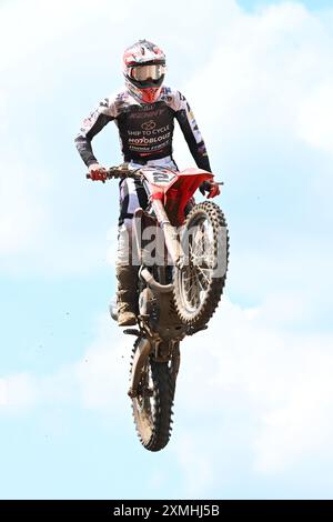 Lommel, Belgique. 28 juillet 2024. Le norvégien Kevin Horgmo photographié en action lors du Motocross MXGP Grand Prix Flanders, course 14/20 du Championnat du monde FIM de Motocross, dimanche 28 juillet 2024 à Lommel. BELGA PHOTO MAARTEN STRAETEMANS crédit : Belga News Agency/Alamy Live News Banque D'Images