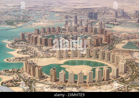 Vue aérienne de l'île des perles à Doha, Qatar Banque D'Images