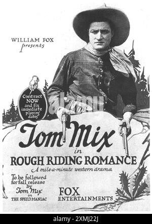 Affiche de film Rough Riding Romance 1919 avec Tom Mix - Fox Entertainments Banque D'Images