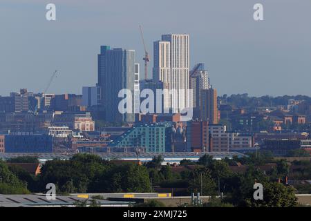 Une vue du grand groupe de bâtiments des bâtiments d'hébergement étudiant Arena Quarter à Leeds City Centre, West Yorkshire, Royaume-Uni Banque D'Images