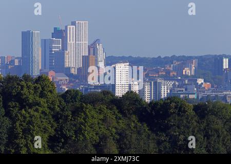 Une vue du grand groupe de bâtiments des bâtiments d'hébergement étudiant Arena Quarter à Leeds City Centre, West Yorkshire, Royaume-Uni Banque D'Images