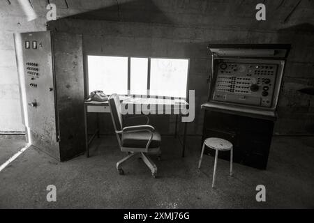 Salle de contrôle radar à l'intérieur du bunker anti-nucléaire du mont Soratte, Sant'Oreste, Rome, Italie, Europe Banque D'Images