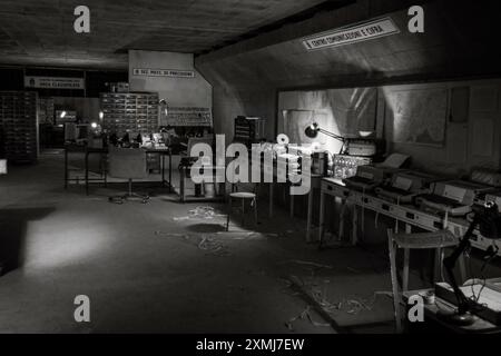 Salle de contrôle radar à l'intérieur du bunker anti-nucléaire du mont Soratte, Sant'Oreste, Rome, Italie, Europe Banque D'Images