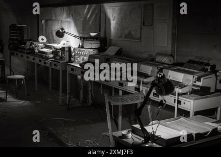 Salle de contrôle radar à l'intérieur du bunker anti-nucléaire du mont Soratte, Sant'Oreste, Rome, Italie, Europe Banque D'Images