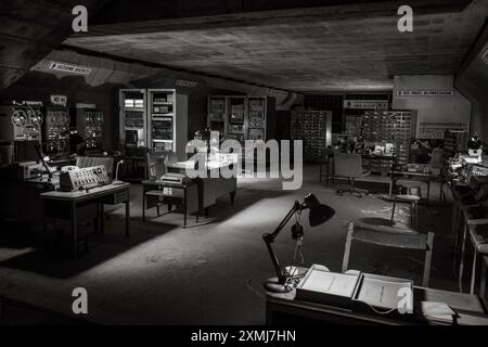 Salle de contrôle radar à l'intérieur du bunker anti-nucléaire du mont Soratte, Sant'Oreste, Rome, Italie, Europe Banque D'Images