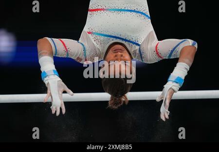 Bercy Arena, Paris, France. 28 juillet 2024. Marine Boyer (France) participe aux épreuves inégales de la Bercy Arena, Paris, France. Ulrik Pedersen/CSM/Alamy Live News Banque D'Images